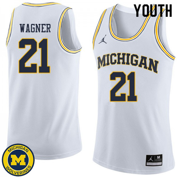 Youth Michigan Wolverines #21 Franz Wagner White College Basketball Jersey